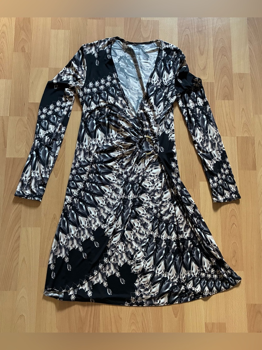 Worship Womens Dress Sz S Multicolor Midi Feminine Summer O Ring Stretch